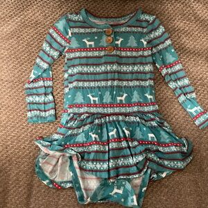 Posh peanut one piece twirl skirt Henley bodysuit